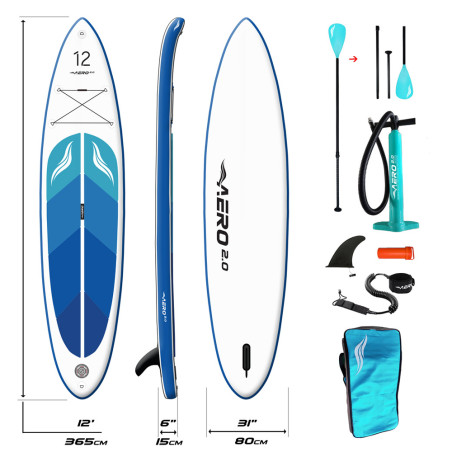 Надувний Сапборд AERO Board 2.0 (365х15х80см) 12' Blue Ocean ціна