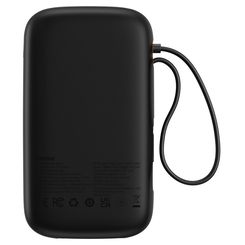 Зовнішній акумулятор Baseus Power Bank QPow2 Dual-Cable 20000mAh 22.5W (P10055000112-B1) Black  купити