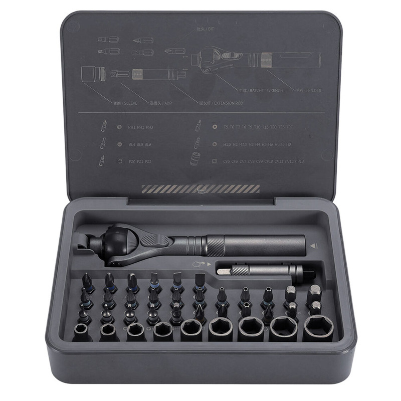 Поворотная отвертка трещотка с набором бит Xiaomi Duka ATuMan Ratchet Screwdriver RS2 (40в1)  описание