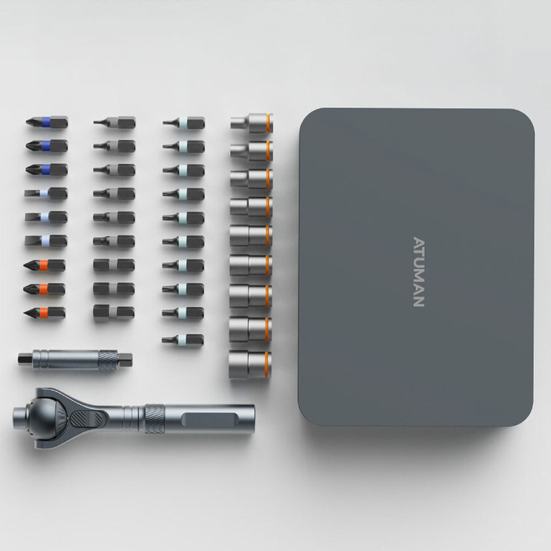 Поворотная отвертка трещотка с набором бит Xiaomi Duka ATuMan Ratchet Screwdriver RS2 (40в1)  отзывы