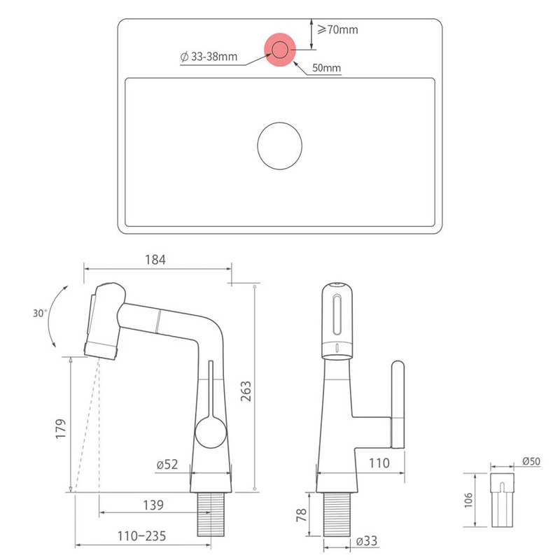 Выдвижной смеситель для раковины Xiaomi MiJia Pull-out Basin Faucet S1 (MJCLSMPLT01DB)  магазин