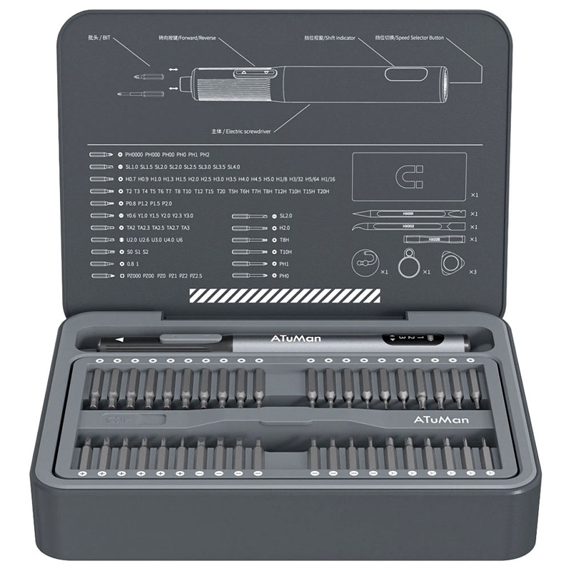 Электроотвертка с набором бит Xiaomi Duka ATuMan Electric Screwdriver Set E3 (95в1)  описание