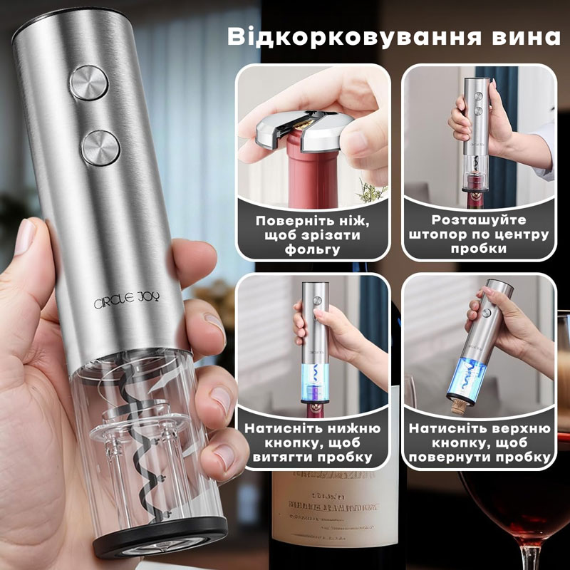 Набір для вина Xiaomi Circle Joy Stainless Steel Rechargeable Electric Wine Set (CJ-EKPQ-TZ01)